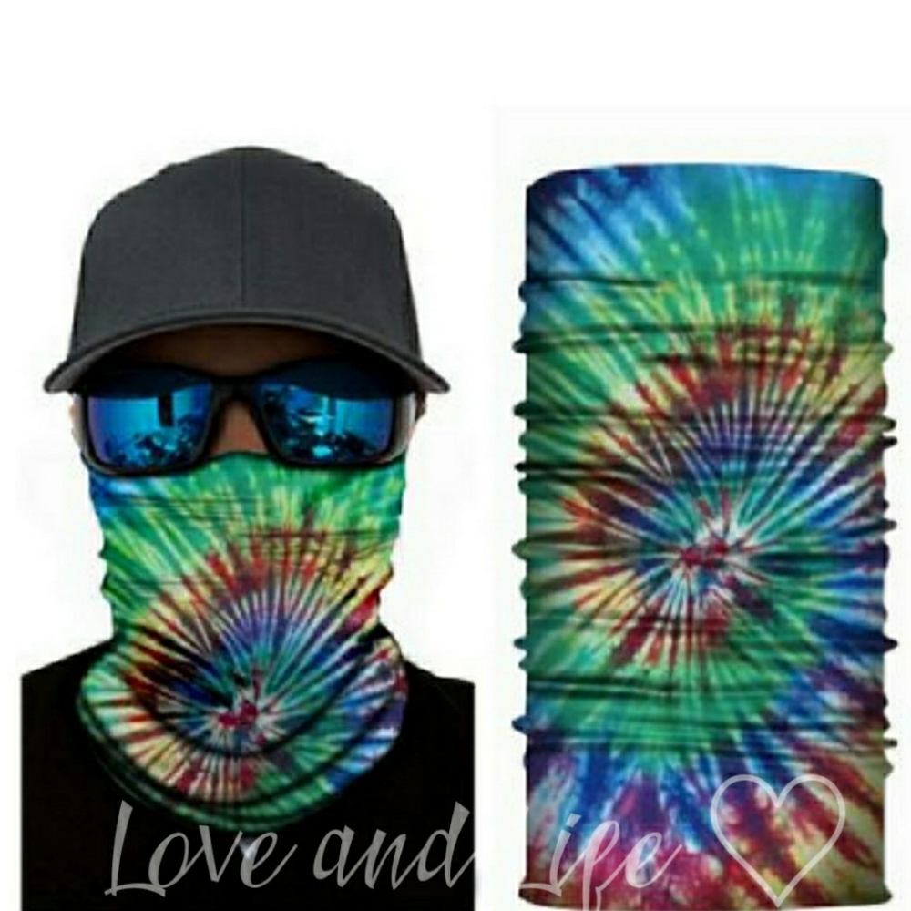 Tie Dye, Neck gaiter, face mask, scarf, head band